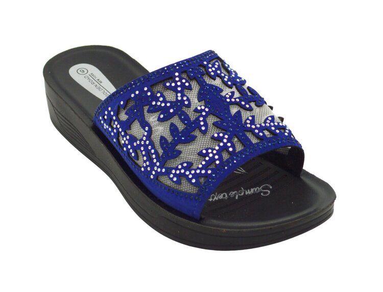 12 Wholesale Platform Sandals For Women Sole Open Toe In Color Blue Size 5-10 image