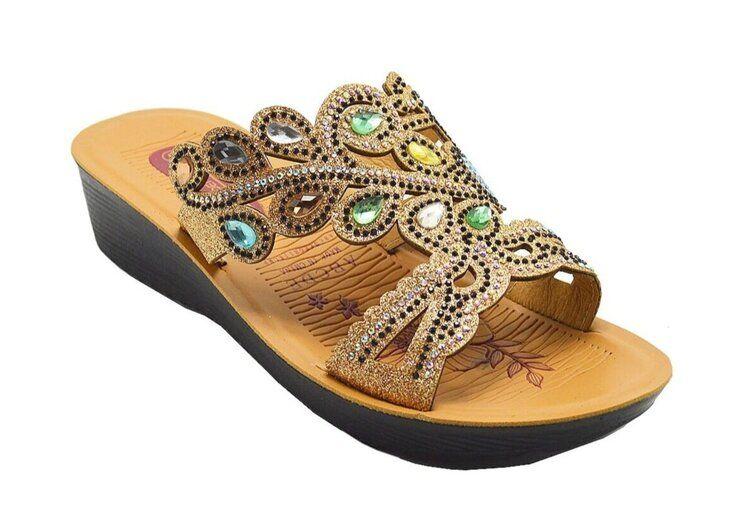 18 Wholesale Fashion Platform Rhinestone Sandals For Women Sole Open Toe In Color Gold Size 5-10  image