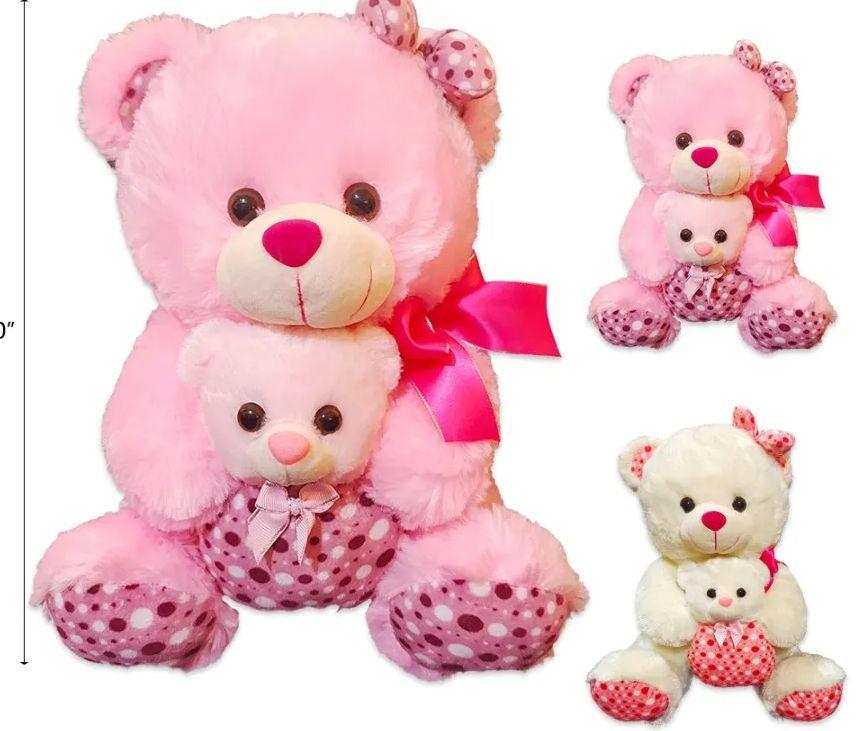 18 Wholesale 20 Inch Pink And White Mother And Baby Bear image
