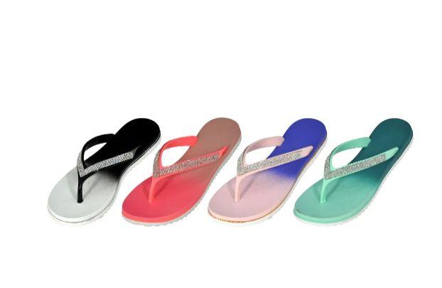 36 Wholesale Women's Fashion Rhinestones Design Slides Sandals image