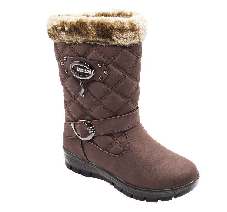 12 Wholesale Women's Boots With Fur Lining Comfortable Color Brown Size 5-10 image