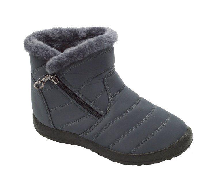 12 Wholesale Women's Winter Boots With Fur Lining And Zipper Color Grey Size 5-10 image
