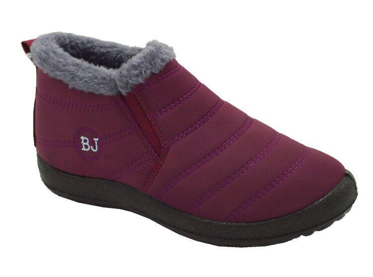 12 Wholesale Women's Ankle Winter Boots With Fur Lining Color Wine Size 5-10 image
