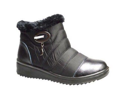 12 Wholesale Women Ankle Winter Boots With Fur Lining Color Black Size 5-10 image