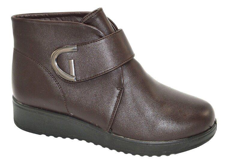 12 Wholesale Women Ankle Leather Boots Color Brown Size 7-11 image