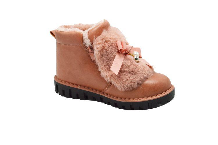 12 Wholesale Women Faux Fur Winter Bow Ankle Boots Color Blush Size 5-10 image