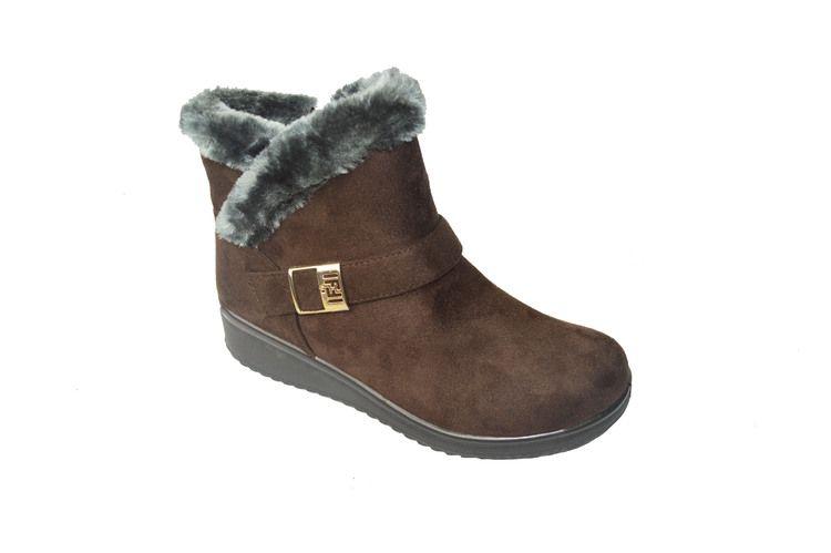 12 Wholesale Women Faux Fur Winter Bow Ankle Boots Color Brown Size 5-10 image