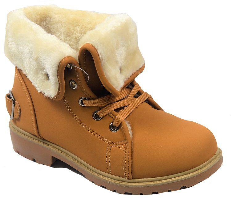12 Wholesale Women Faux Fur Winter Bow Ankle Boots Color Tan Size 6-11 image
