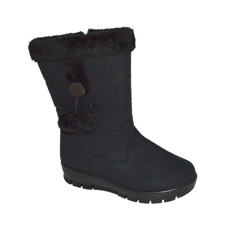 12 Wholesale Women Comfortable Winter Boots Color Black Size Assorted image