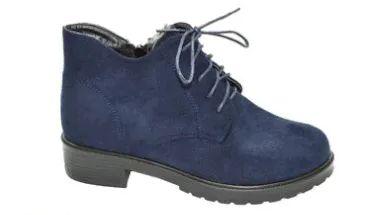 12 Wholesale Woman Classics Comfortable Winter Ankle Boots With Laces Color Navy Size 7-11 image