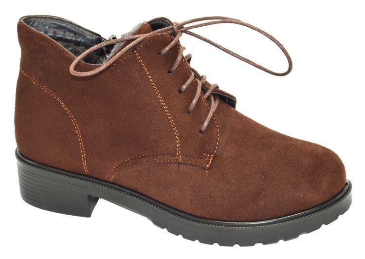 12 Wholesale Woman Classics Comfortable Winter Ankle Boots With Laces Color Brown Size 7-11 image