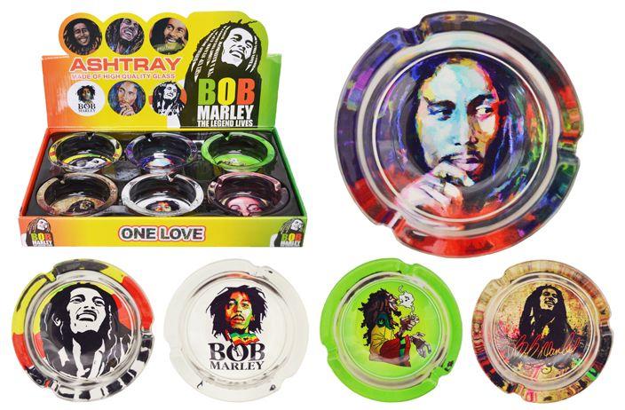 24 Wholesale Bob Marley Glass Ashtray image