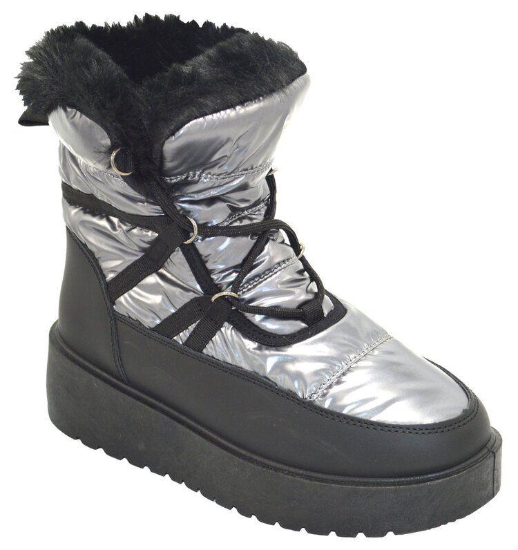 12 Wholesale Snow Boots For Women With Platforms Comfortable Winter Boots Color Silver Size 6-10 image