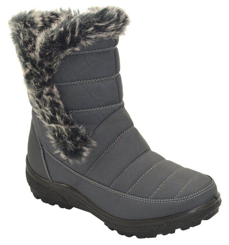 12 Wholesale Women Comfortable Winter Boots With Fur Lining Color Grey Size 7-11 image