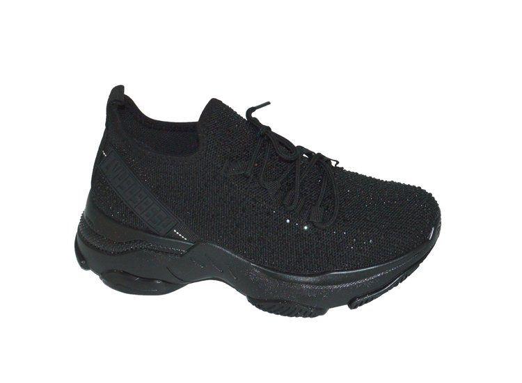 12 Wholesale Women's Sneakers, Breathable, Fashion Rhinestones, Light And Comfortable Shoes In Black Assorted Size image