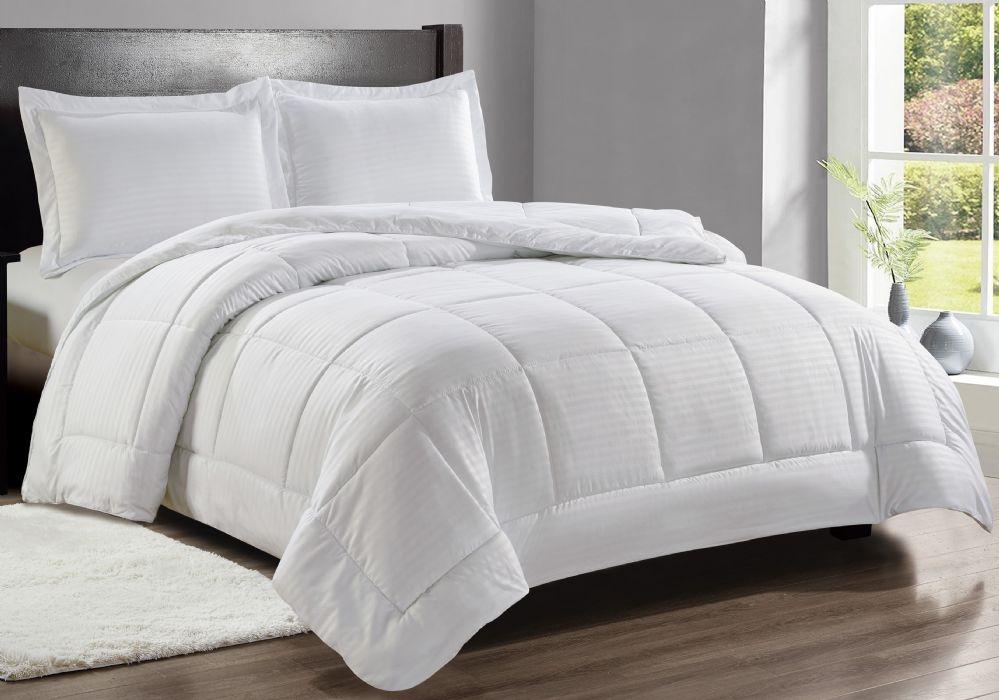 4 Wholesale 3 Piece Embossed Stripe Down Alternative Comforter image