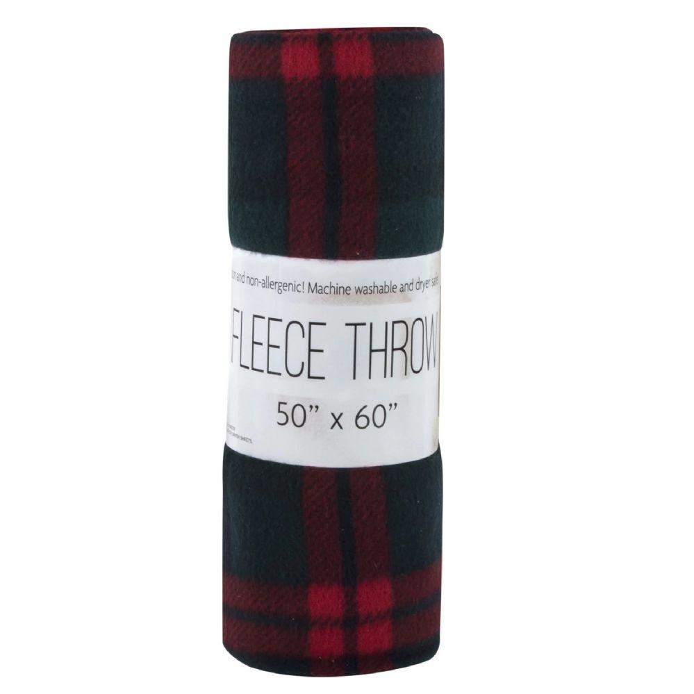 24 Wholesale Plaid Fleece Blankets 50" X 60" Green image