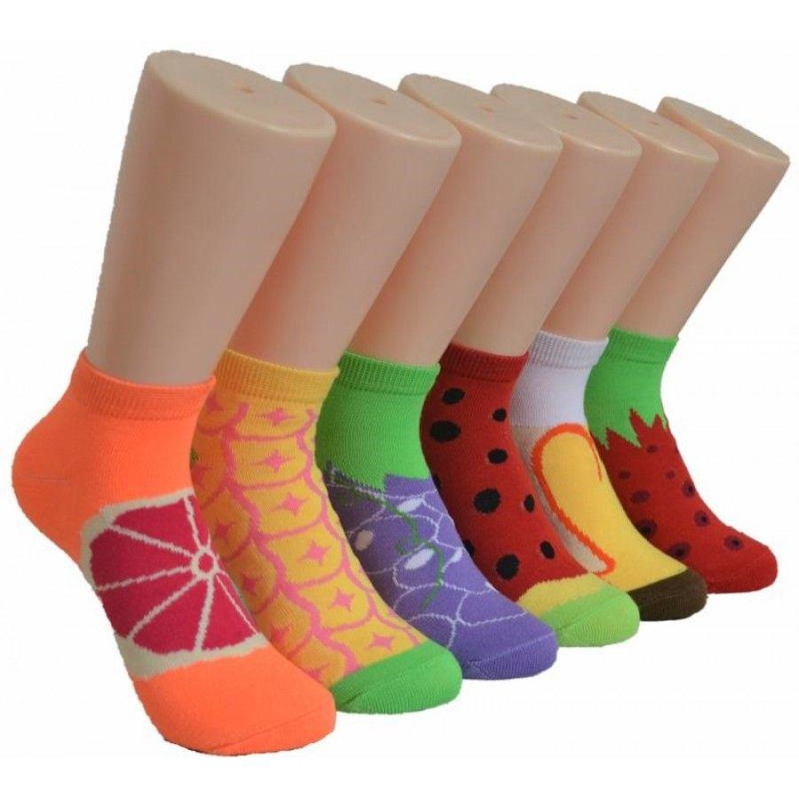 480 Wholesale Women's Fun Fruit Printed Ankle Low Cut Socks image