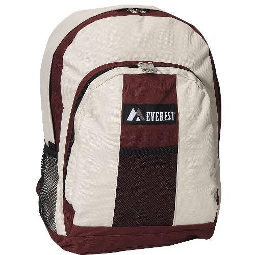 30 Wholesale 17" Backpack w/ Front and Side Pockets in Burgundy/Beige image
