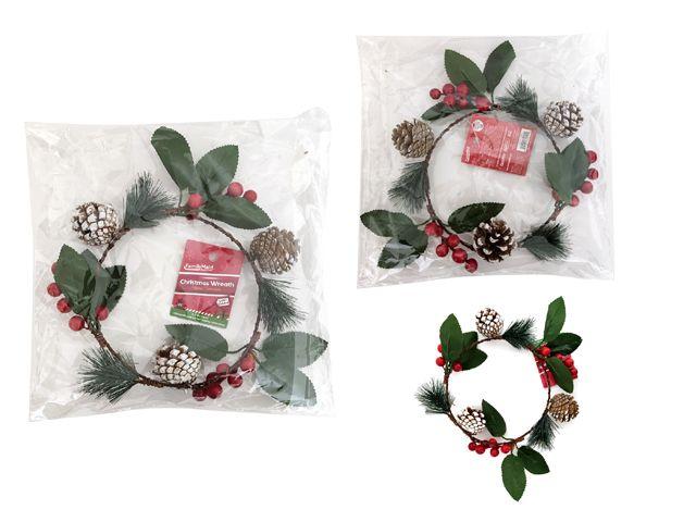 96 Wholesale Christmas Ornament Wreath With Pine Cone image