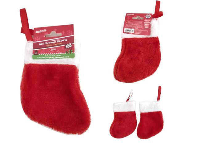 96 Wholesale 2 Piece Mini Christmas Stocking Ornament image