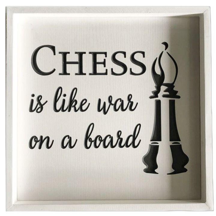 6 Wholesale 16"x16" CHESS WAR-WHITE ENGRAVED MDF with WOOD FRAME image