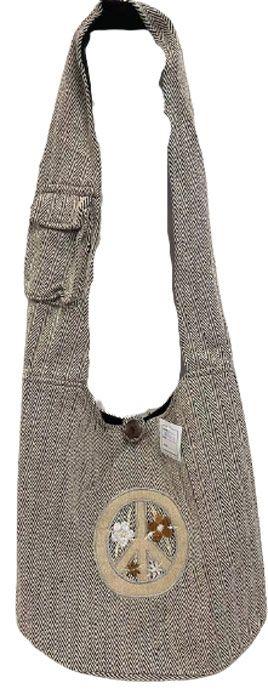 5 Wholesale Peace Sign Heavy Material Black And White Handmade Hobo Bag image
