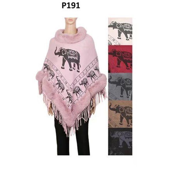 12 Wholesale Women's Elephant Pullover Sweaters, Oversized Turtleneck Sweaters Poncho, High Neck Loose Shawl Wrap image