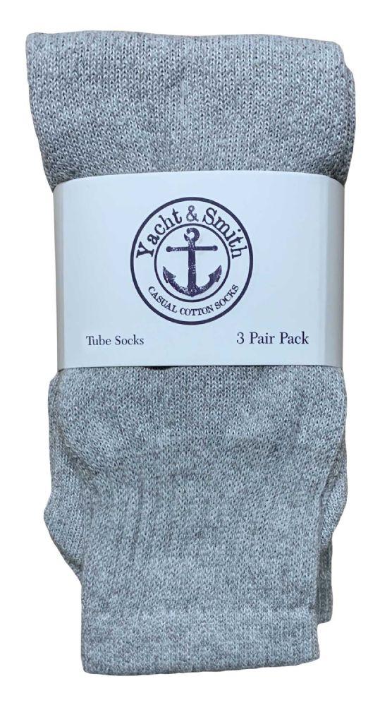 300 Wholesale Yacht & Smith 17 Inch Kids Tube Socks Size 6-8 Solid Gray image