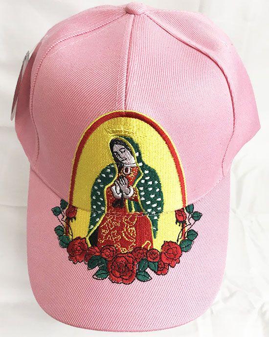 24 Wholesale Lady Of Guadalupe Maria Embroidered Baseball Cap In Pink image