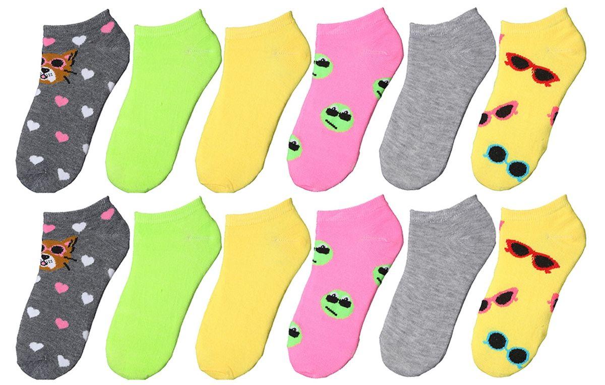 360 Wholesale Women's 6 Pair Printed Ankle Socks image