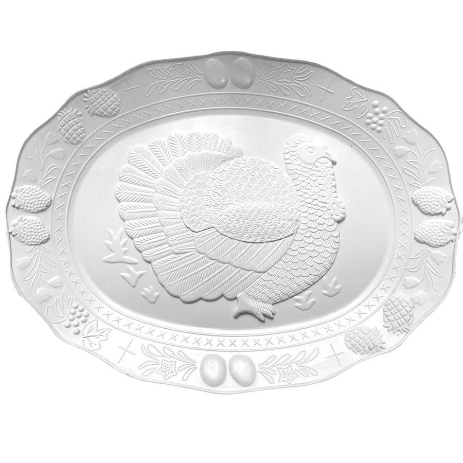24 Wholesale Party Solution Turkey Platter 17.25 X 13 In Oval Assorted White / Beige image