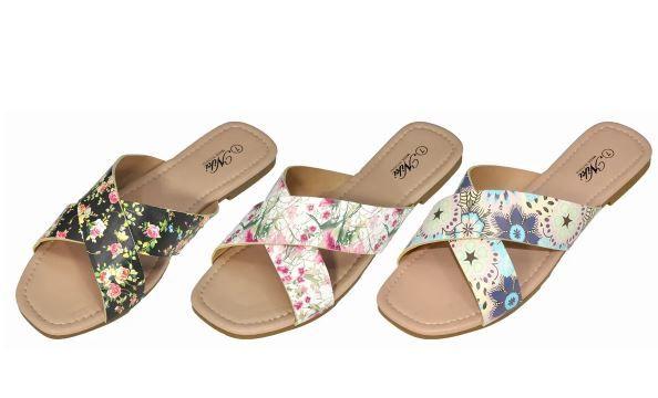 36 Wholesale Women's Spring Color Floral Slide image
