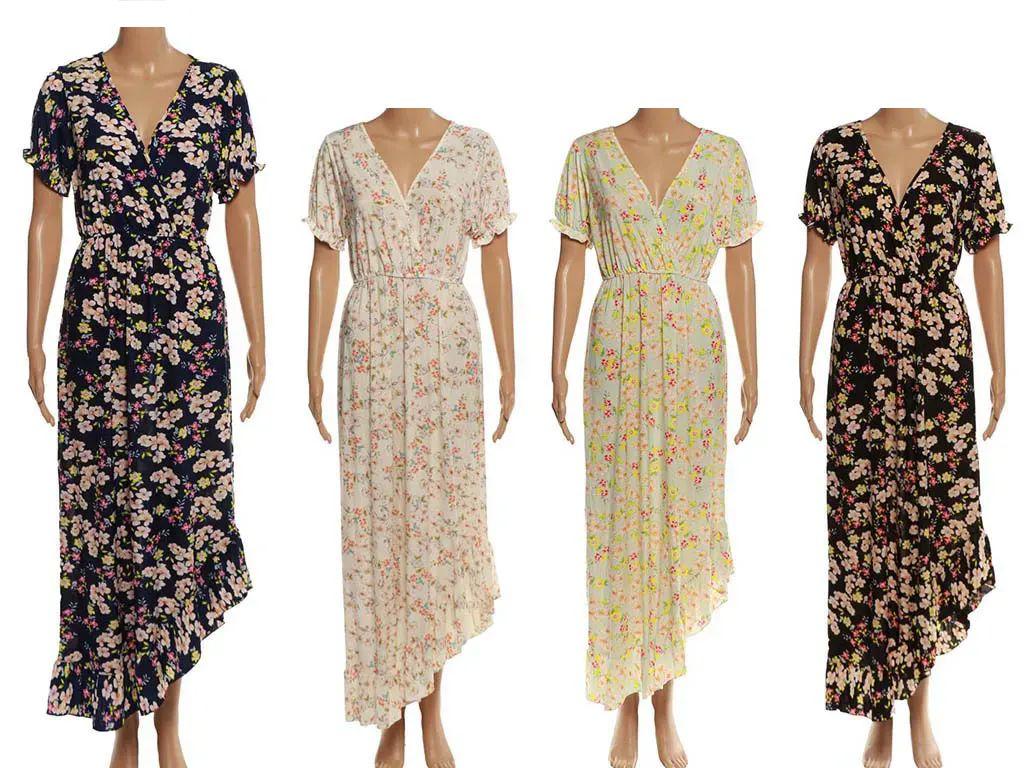 48 Wholesale Womens Long Flower Fashion Sun Dresses In Assorted Colors image