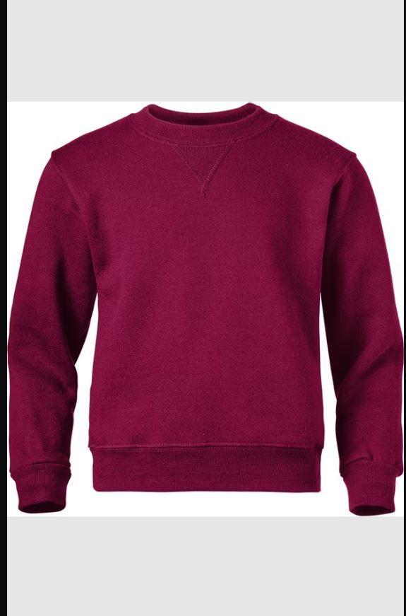 24 Wholesale Youth Crew Neck Sweatshirt Solid Burgundy - Size X-Small image