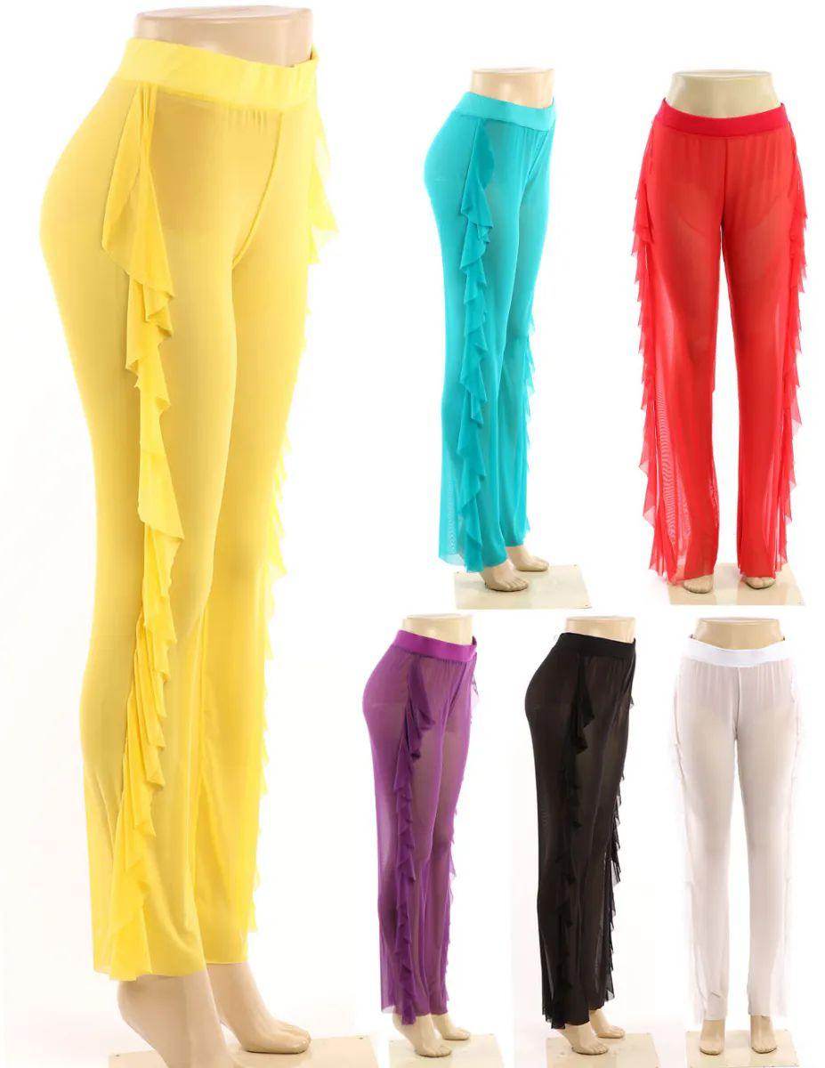36 Wholesale Women's Colorful Fringe Pants image