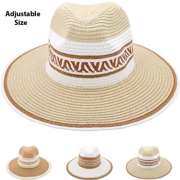 12 Wholesale Elegant Wide Brim Straw Summer Hat image