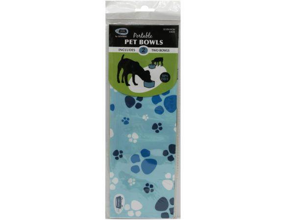 36 Wholesale 32oz Portable Pet Bowl Set Of 2 In Assorted Prints image