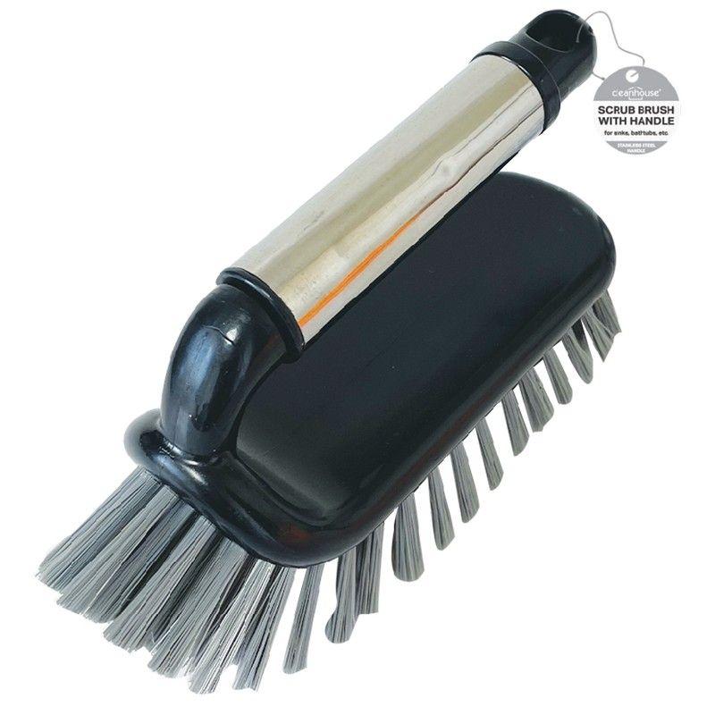 24 Wholesale S/steel Scrub Brush W/handle. image