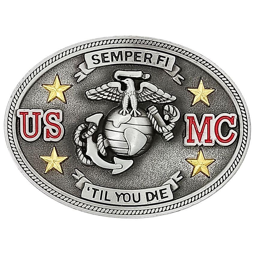 12 Wholesale USMC Belt Buckle - Semper Fi Edition image
