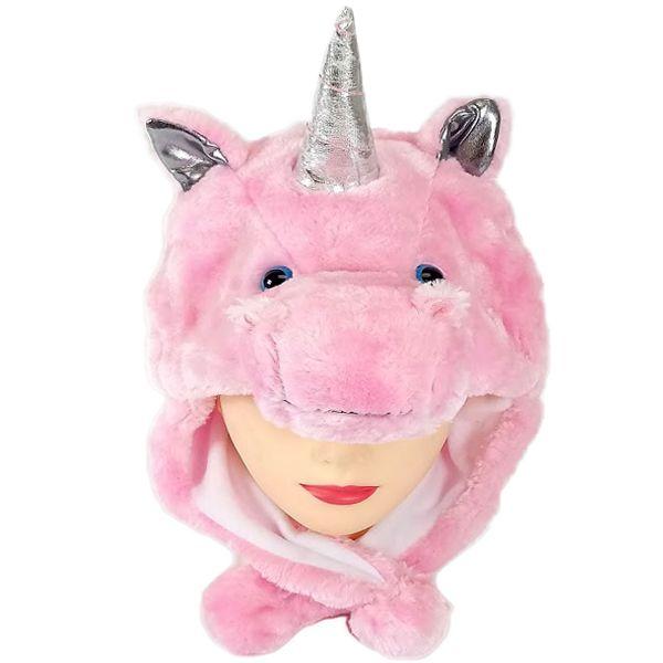 12 Wholesale Plush Pink Unicorn Hat image