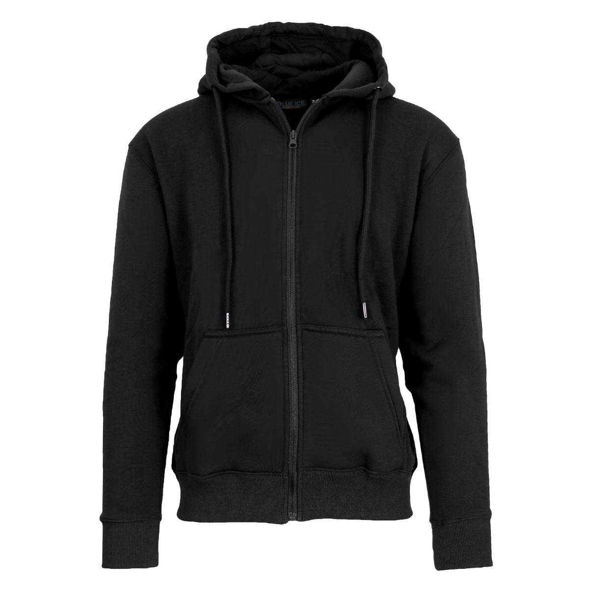 24 Wholesale Black Zip Up Fleece Lined Hoodies In Size Small image