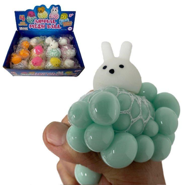 24 Wholesale Mesh Squish Ball [squishy Animal Toppers] image