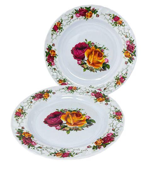 120 Wholesale 120 Wholesale 10in Melamine Plate Deep Yellow Red Rose image
