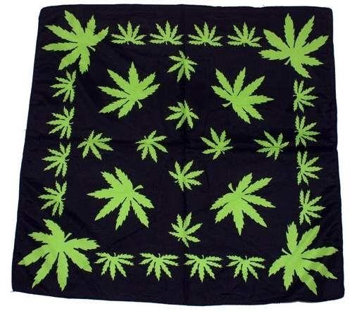 24 Wholesale Wholesale Black Color Marijuana Leaf Bandana Pot Leaf Graphic image
