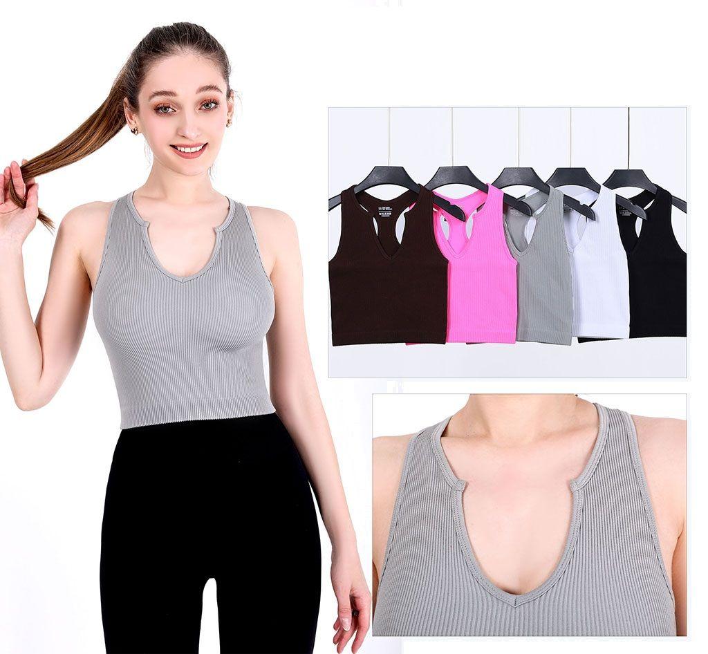 36 Wholesale Women's Y-Shape Sleeveless Crop Tank Top In Assorted Colors image