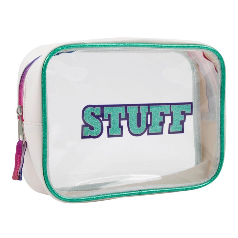 24 Wholesale Clear Cosmetic Case Teal image
