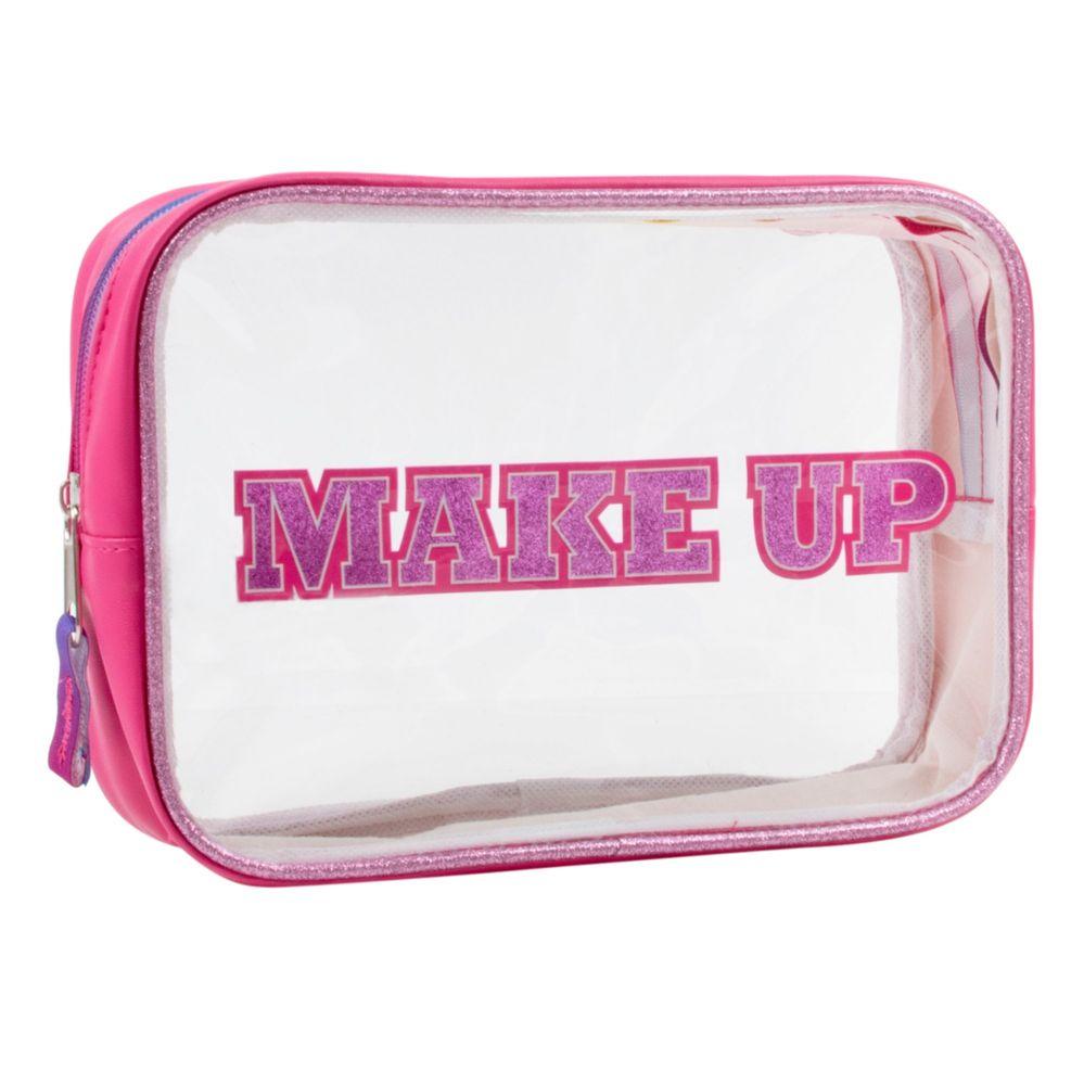 24 Wholesale Clear Cosmetic Case Hot Pink image
