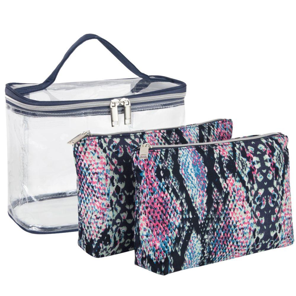 24 Wholesale Clear Cosmetic Traveling Case With 2 Cosmetic Pouches image