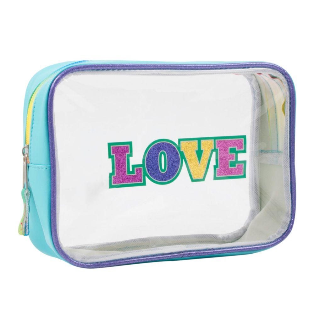 24 Wholesale Clear Cosmetic Case Light Blue image